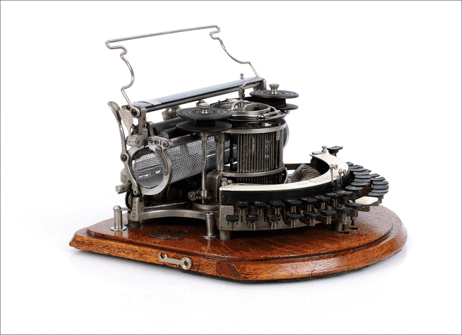 Antigua Máquina de Escribir Hammond 12. USA, 1905. Teclado Redondo