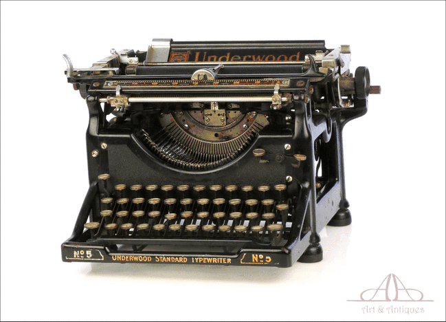Máquina de Escribir Underwood 5 Española. Antigua. USA, Circa 1920