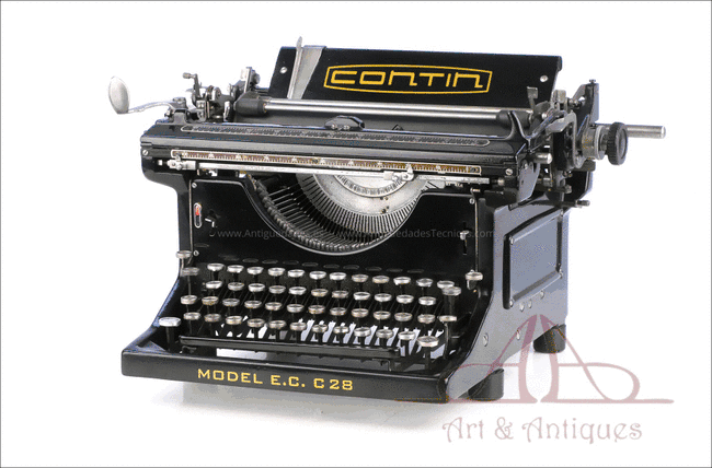 Máquina de Escribir Antigua Contin C. París, Francia, Circa 1935