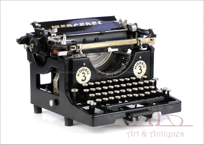 Máquina de Escribir Antigua Mercedes Mod. 3. Alemania, 1915