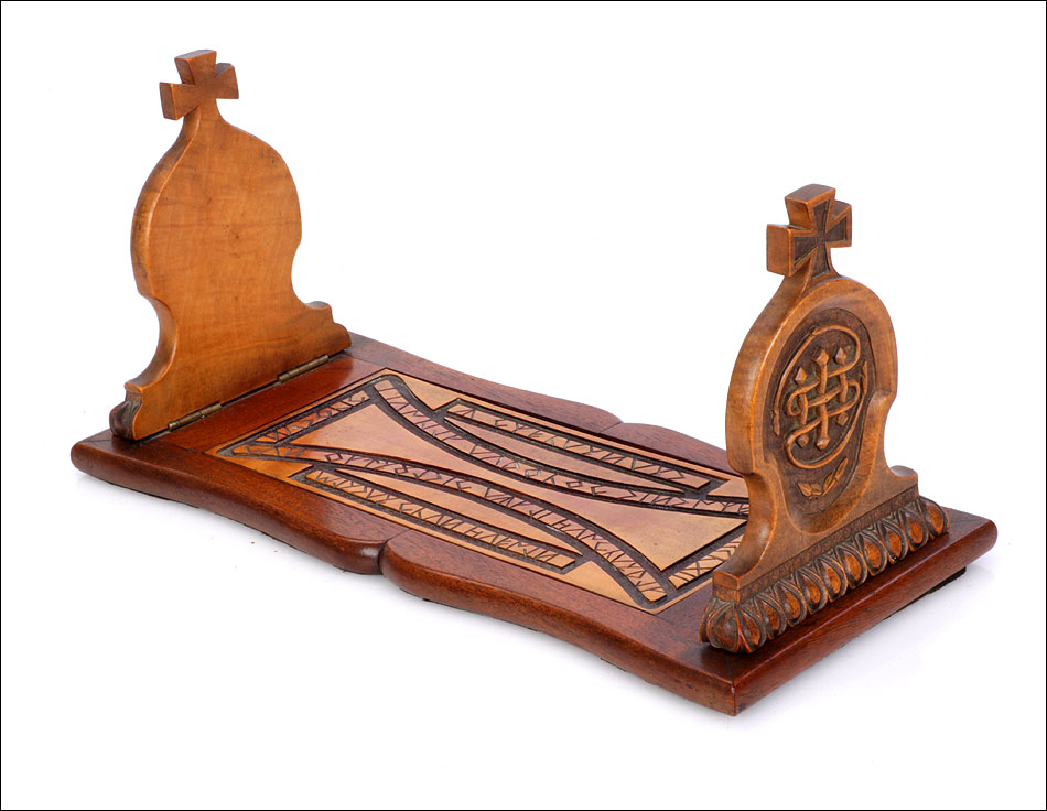 Sujeta Libros Antiguo Extensible Tallado. Mediados Siglo XX