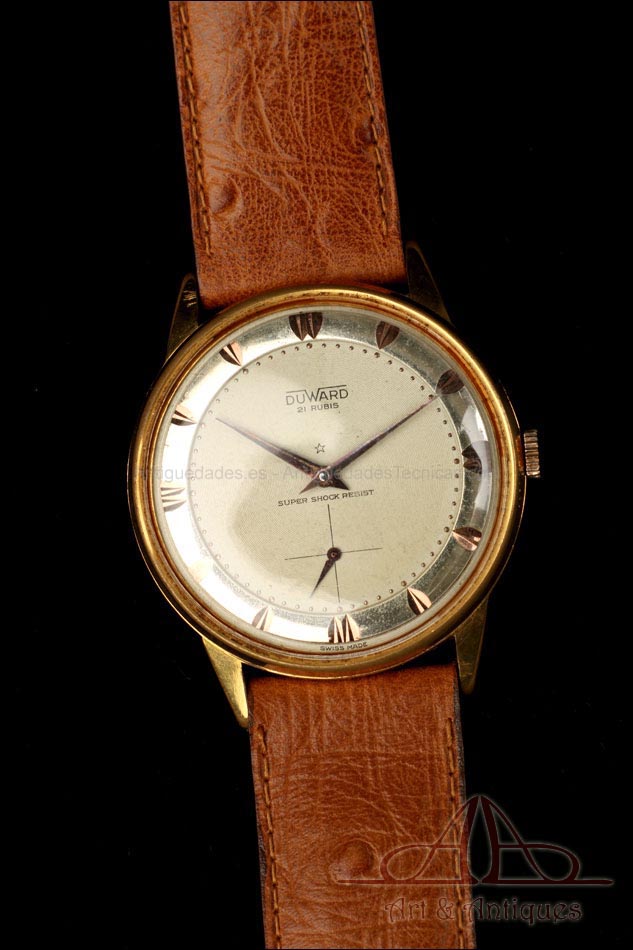 Reloj de Pulsera Duward de Caballero. 21 Rubís. Dorado. Suiza, Años 60