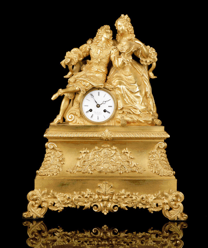 Antiguo Reloj de Sobremesa en Bronce Dorado. Francia, 1850