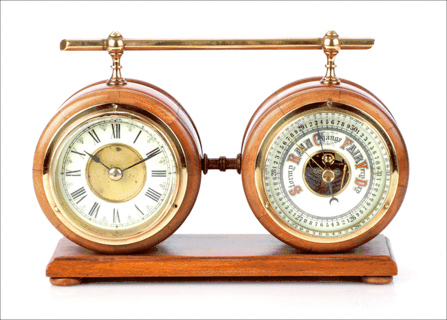 Reloj de Sobremesa HAC con Barómetro. Alemania, años 60
