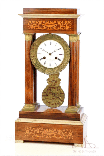 Reloj de Péndulo Antiguo de Tipo Pórtico Francés. Francia, Circa 1900