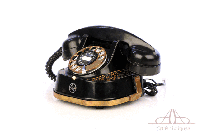Teléfono Antiguo Belga de Metal Bell. Funciona. Bélgica, Años 30